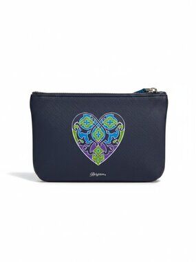 Brighton Heart Zip Pouch Blue Travel Cosmetic Bag Mini Coin Purse Preppy Coastal